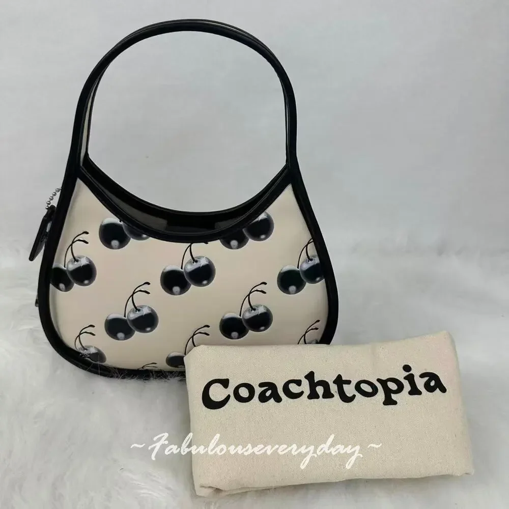 Coach Ergo Cherry Bag in Coachtopia Leather Black/Cloud Multi CL754 NWT